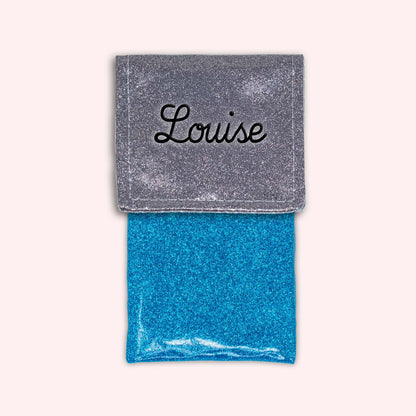 Pochette bicolore rabat Gris paillette
