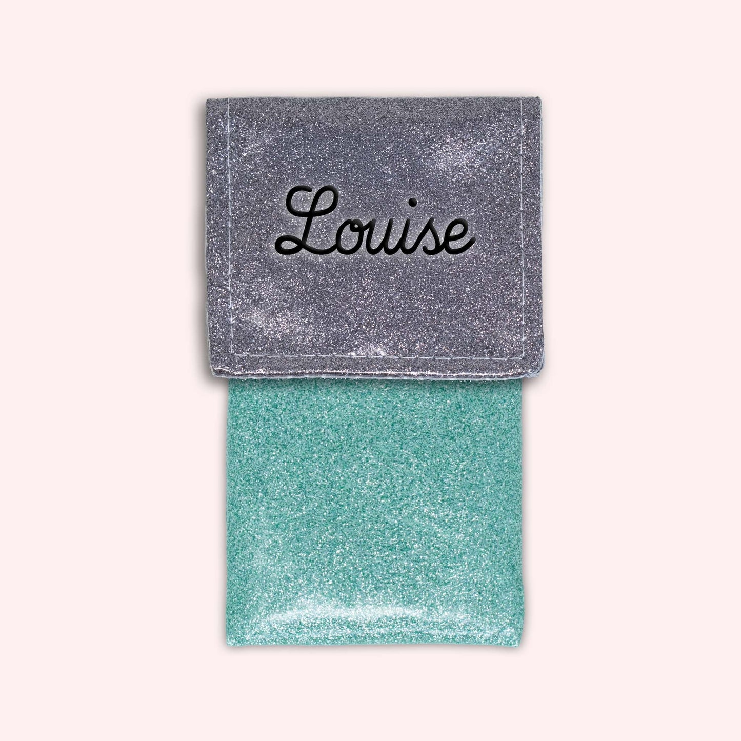 Pochette bicolore rabat Gris paillette