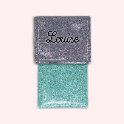 Pochette bicolore rabat Gris paillette