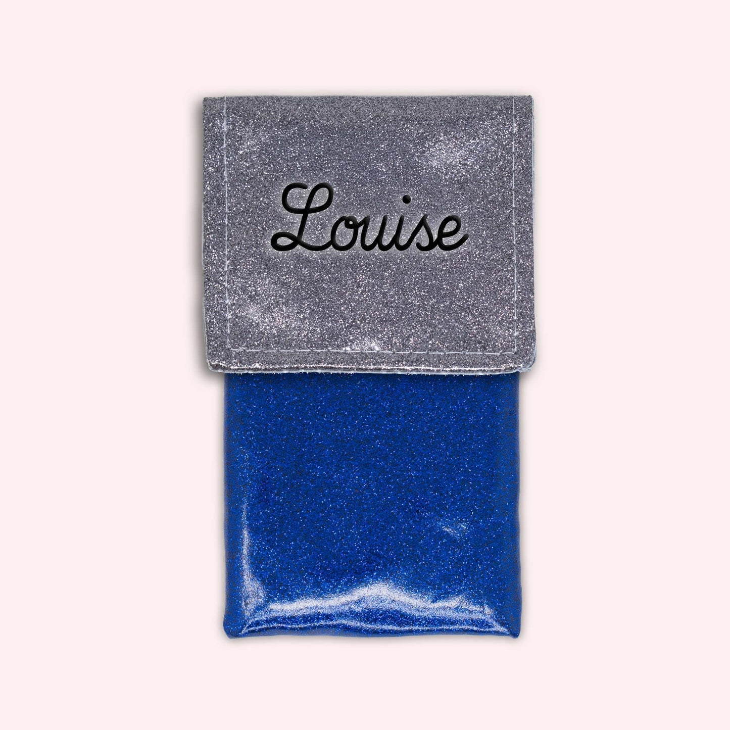 Pochette bicolore rabat Gris paillette