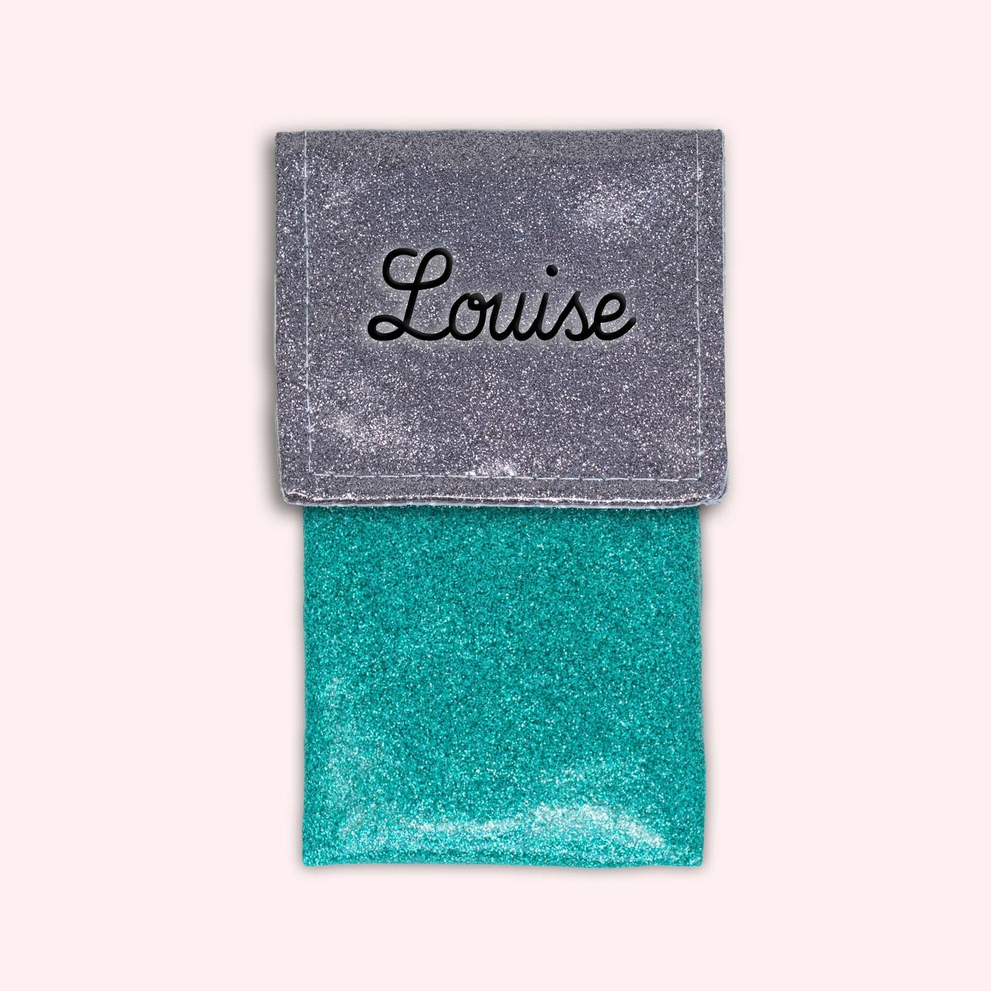 Pochette bicolore rabat Gris paillette