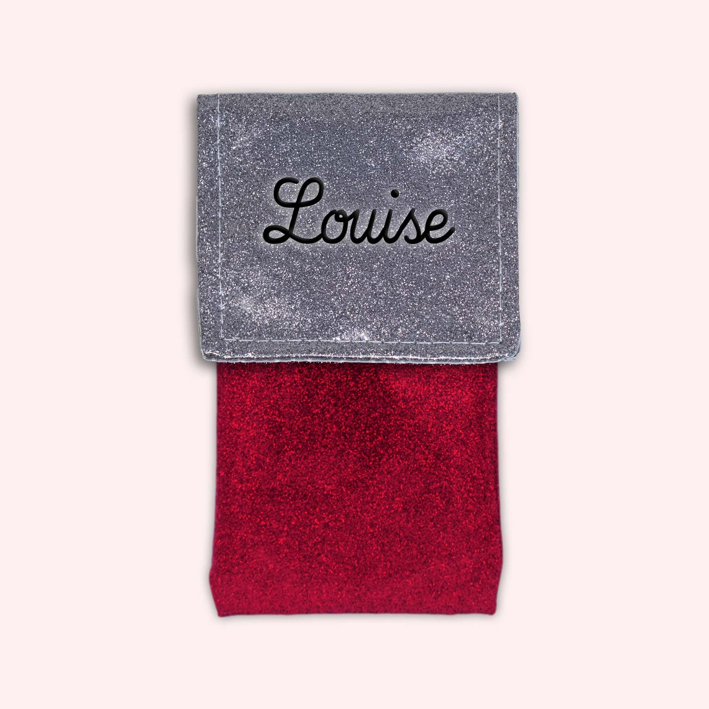 Pochette bicolore rabat Gris paillette