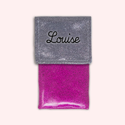 Pochette bicolore rabat Gris paillette