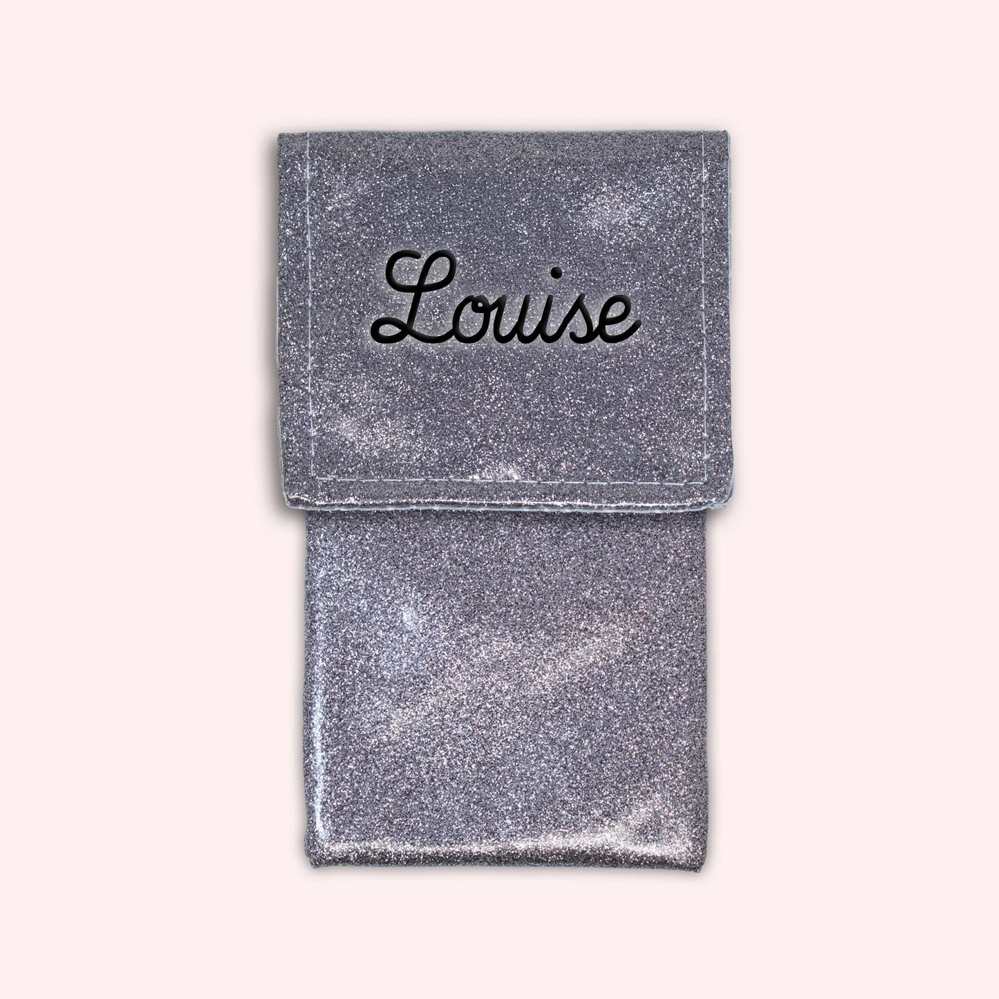 Pochette bicolore rabat Gris paillette