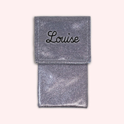 Pochette bicolore rabat Gris paillette