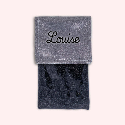 Pochette bicolore rabat Gris paillette