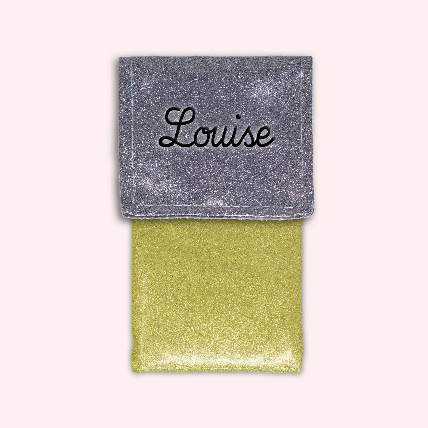 Pochette bicolore rabat Gris paillette