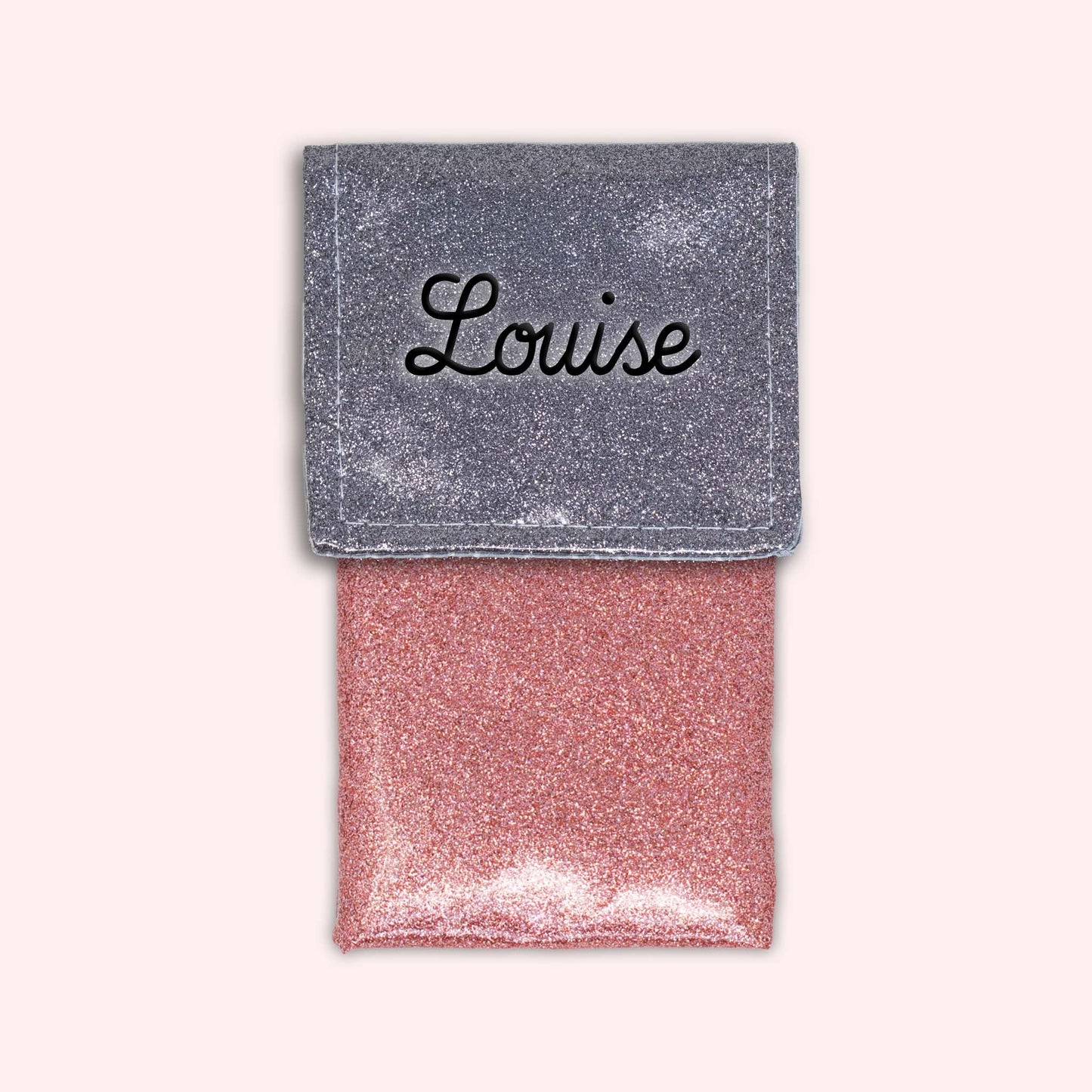 Pochette bicolore rabat Gris paillette