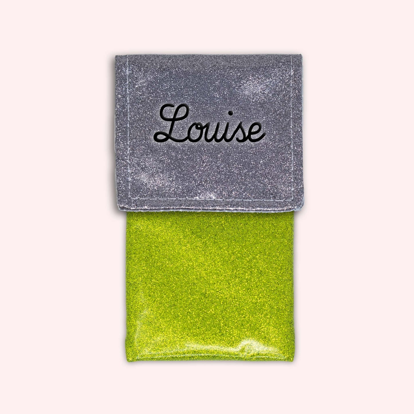 Pochette bicolore rabat Gris paillette