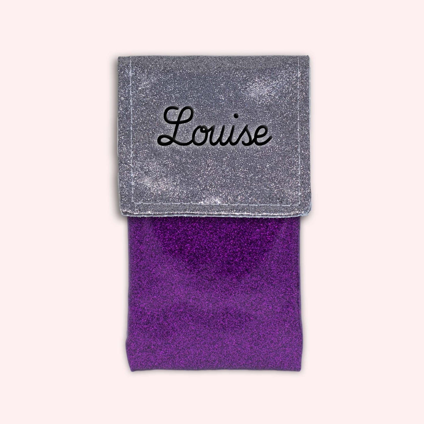 Pochette bicolore rabat Gris paillette