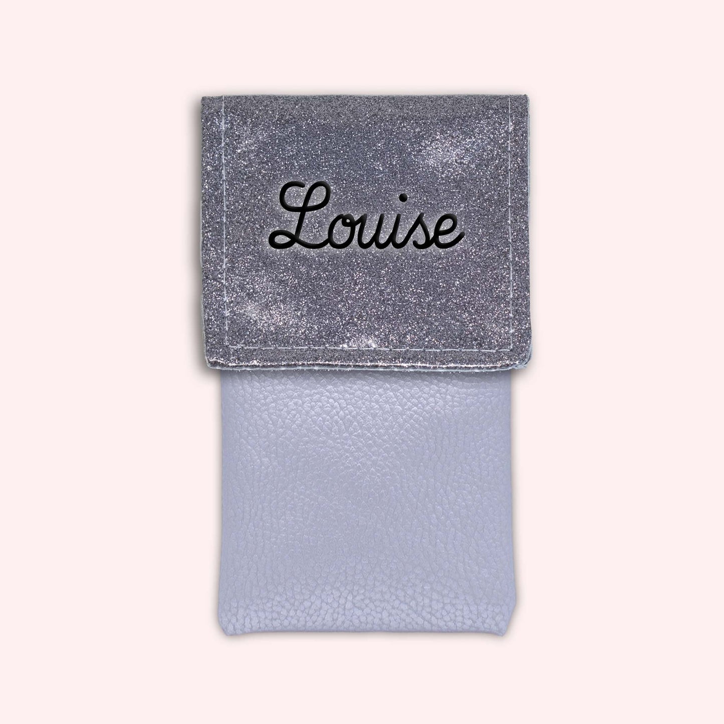 Pochette bicolore rabat Gris paillette