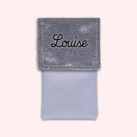 Pochette bicolore rabat Gris paillette