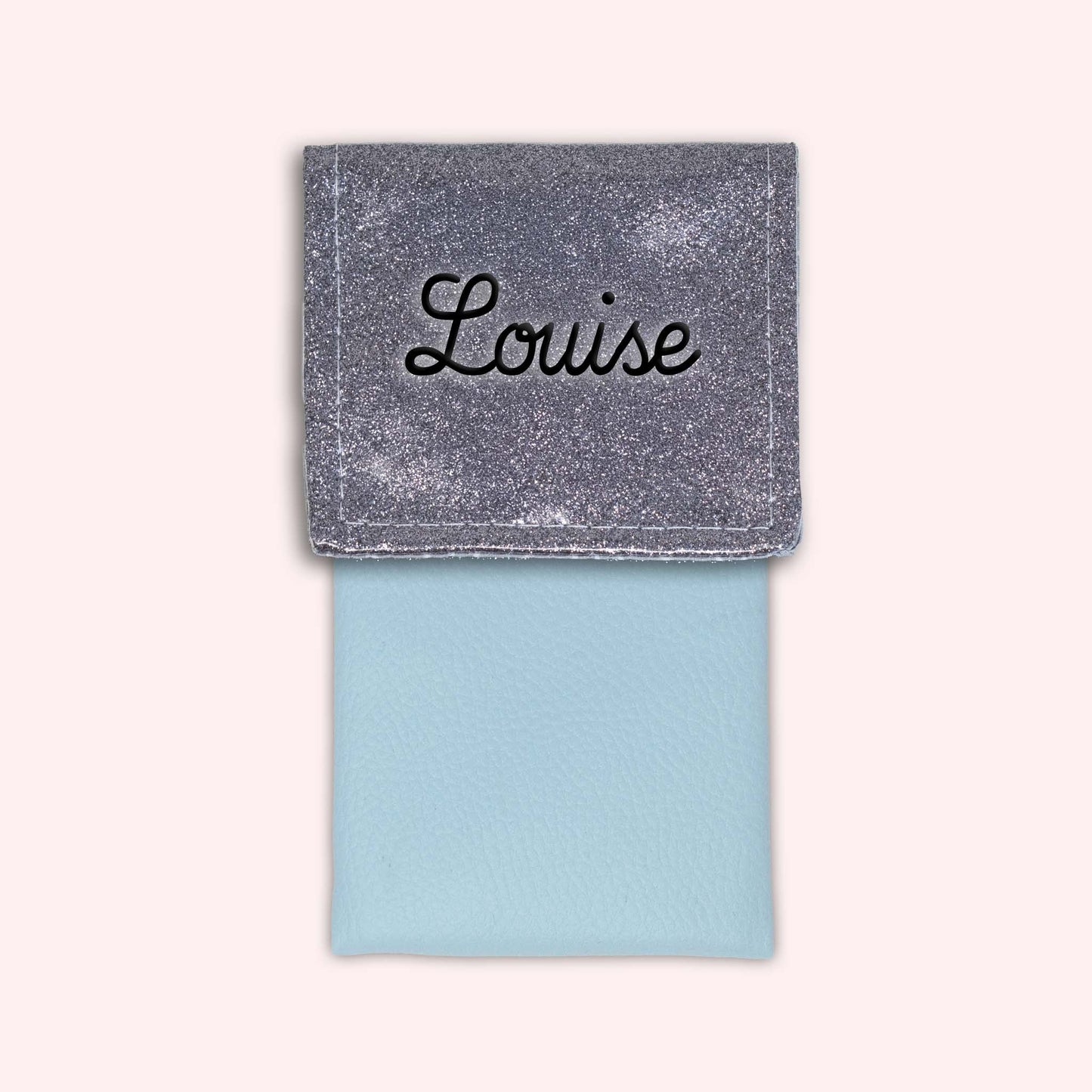 Pochette bicolore rabat Gris paillette