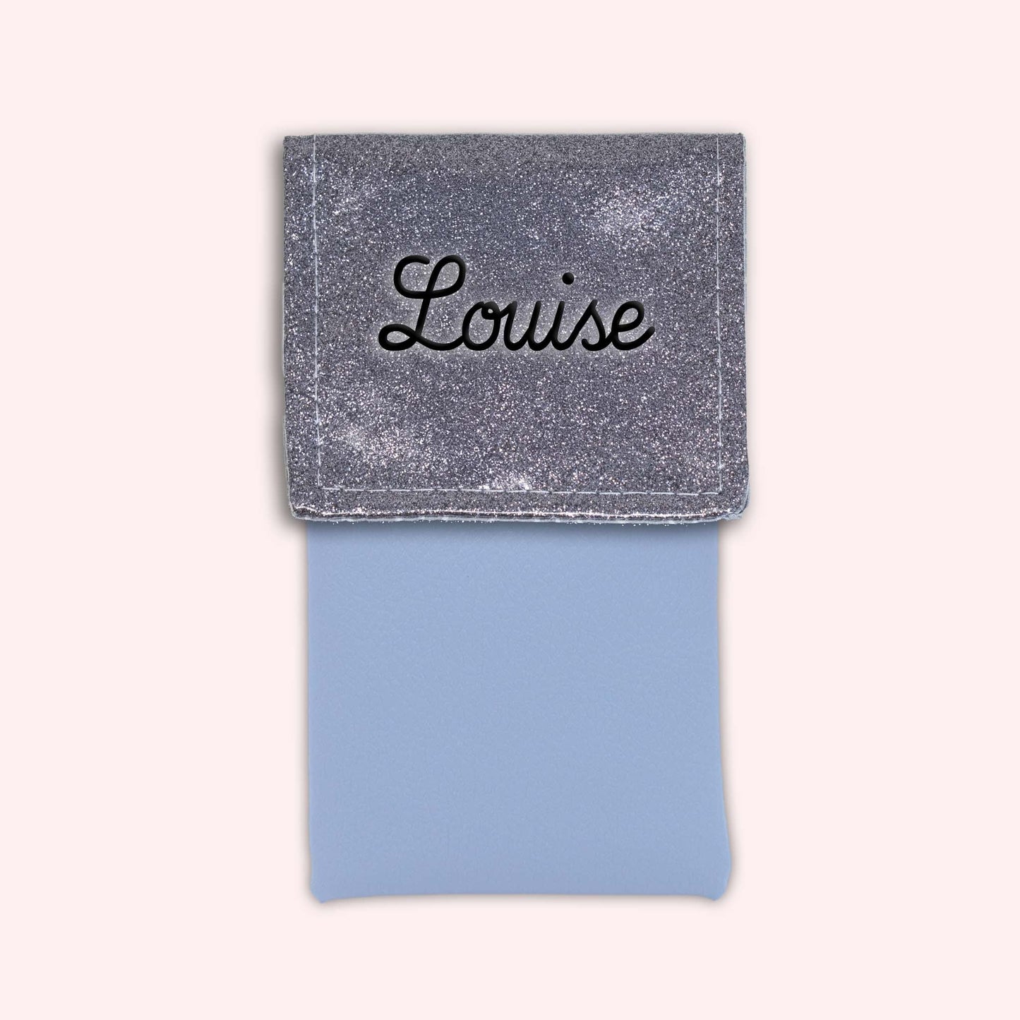 Pochette bicolore rabat Gris paillette