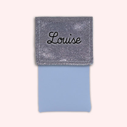 Pochette bicolore rabat Gris paillette