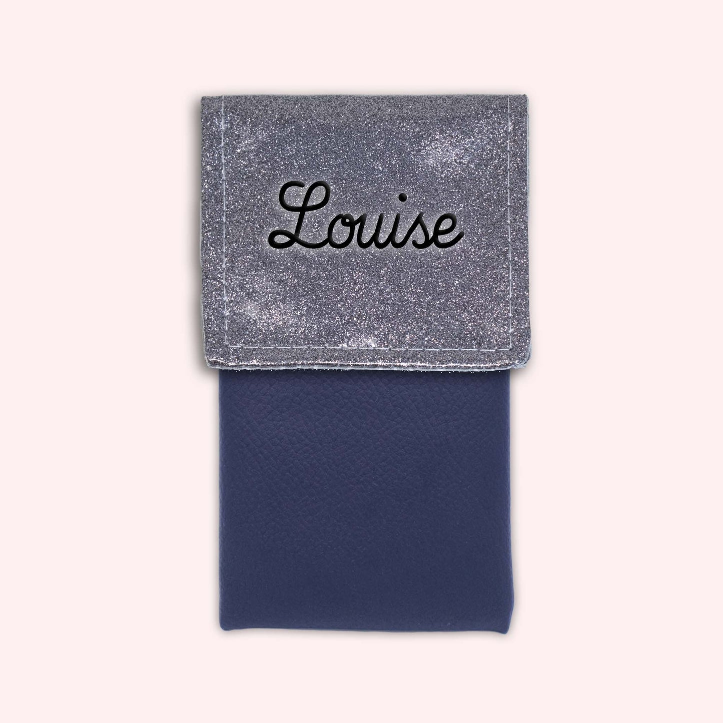 Pochette bicolore rabat Gris paillette