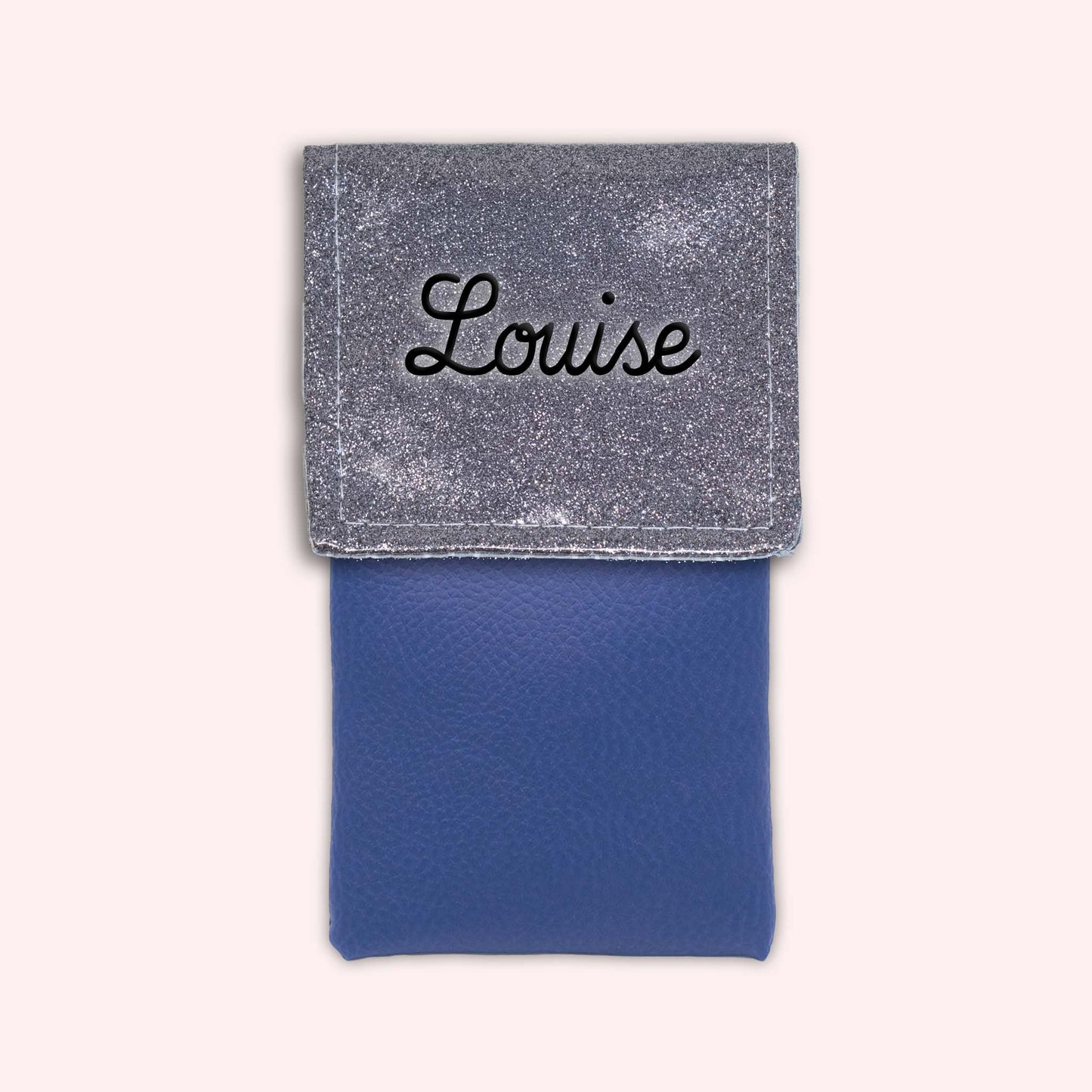 Pochette bicolore rabat Gris paillette