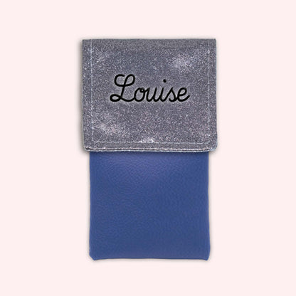 Pochette bicolore rabat Gris paillette