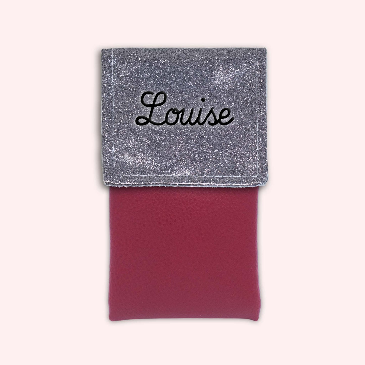 Pochette bicolore rabat Gris paillette