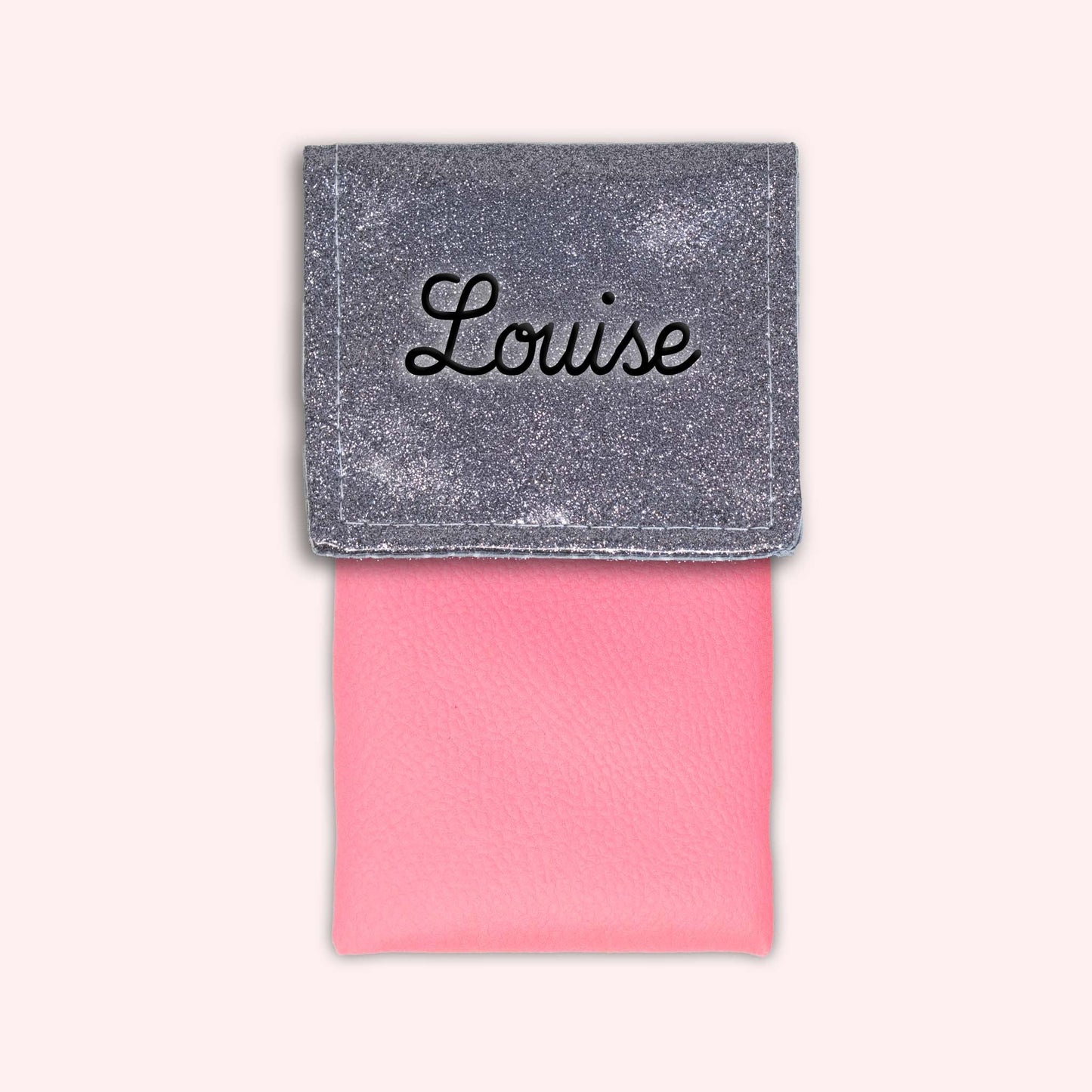 Pochette bicolore rabat Gris paillette