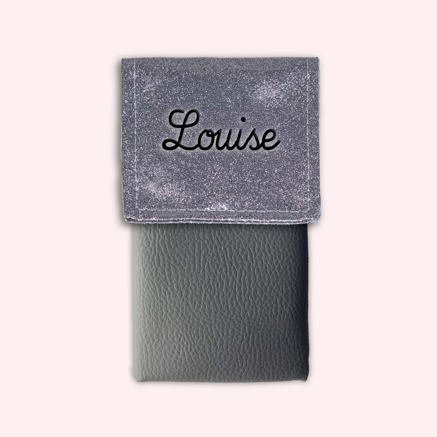 Pochette bicolore rabat Gris paillette