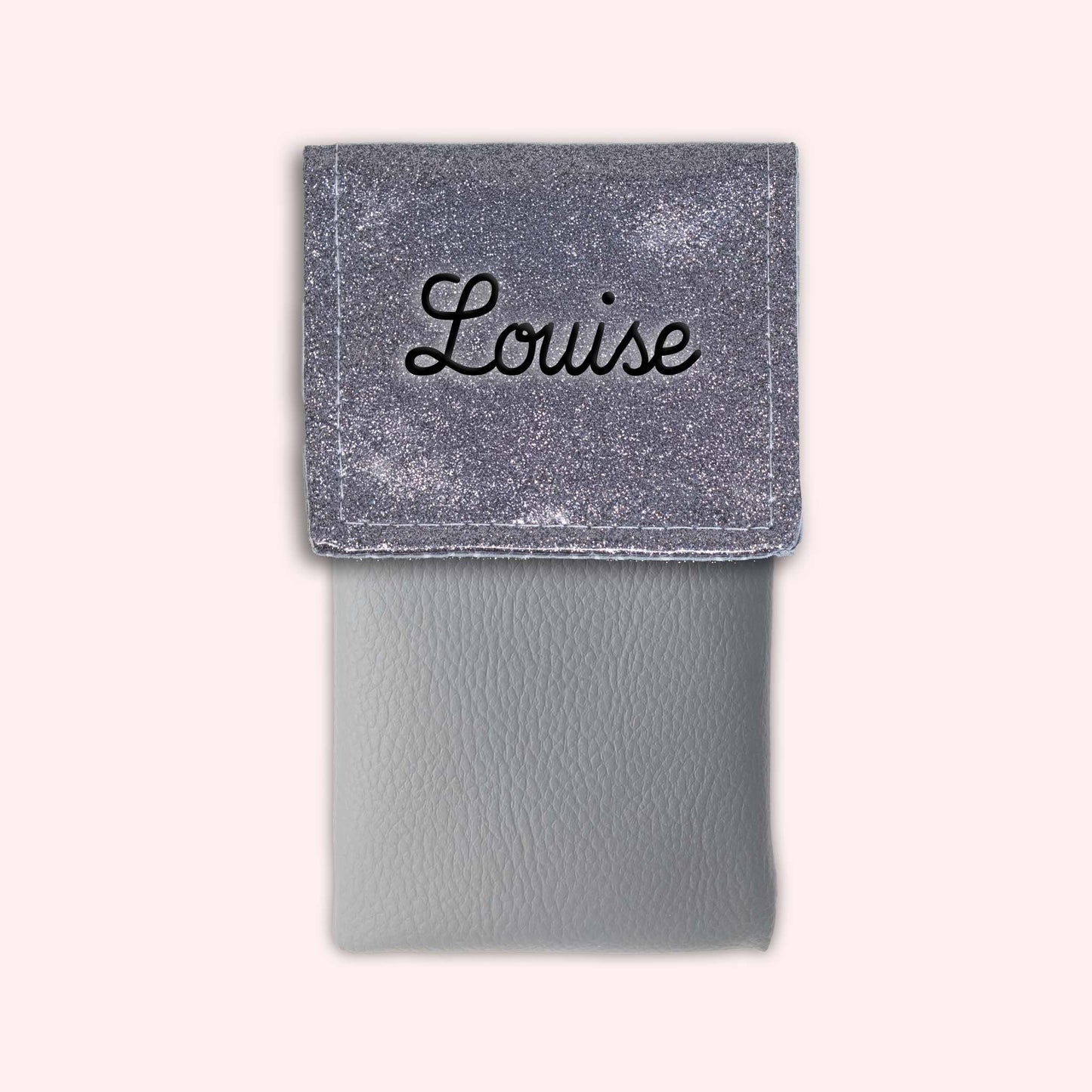 Pochette bicolore rabat Gris paillette