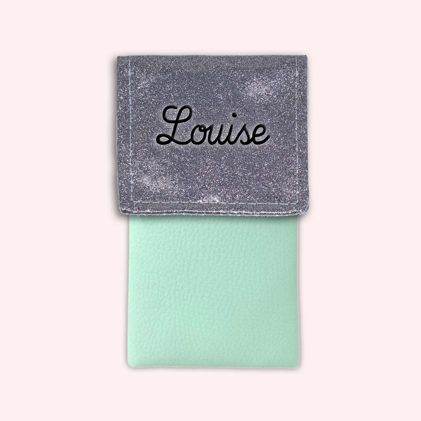 Pochette bicolore rabat Gris paillette