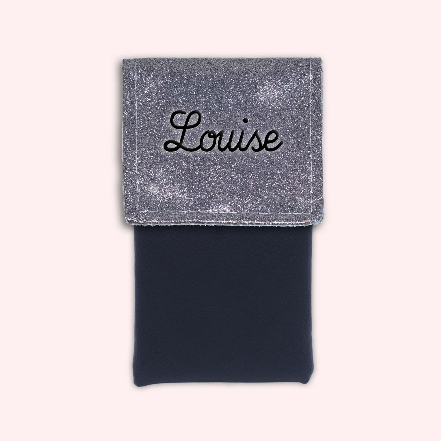 Pochette bicolore rabat Gris paillette