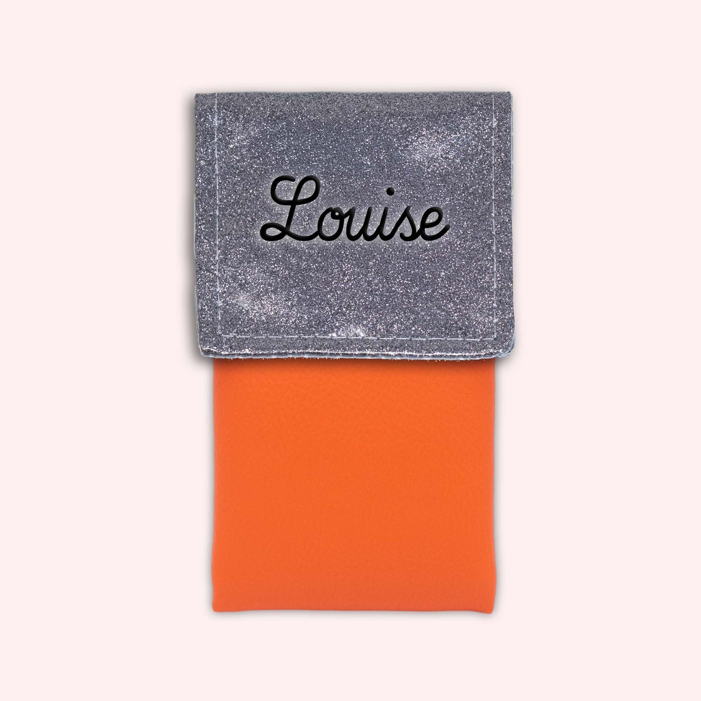 Pochette bicolore rabat Gris paillette