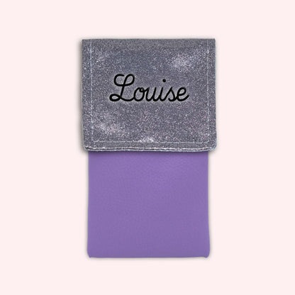 Pochette bicolore rabat Gris paillette