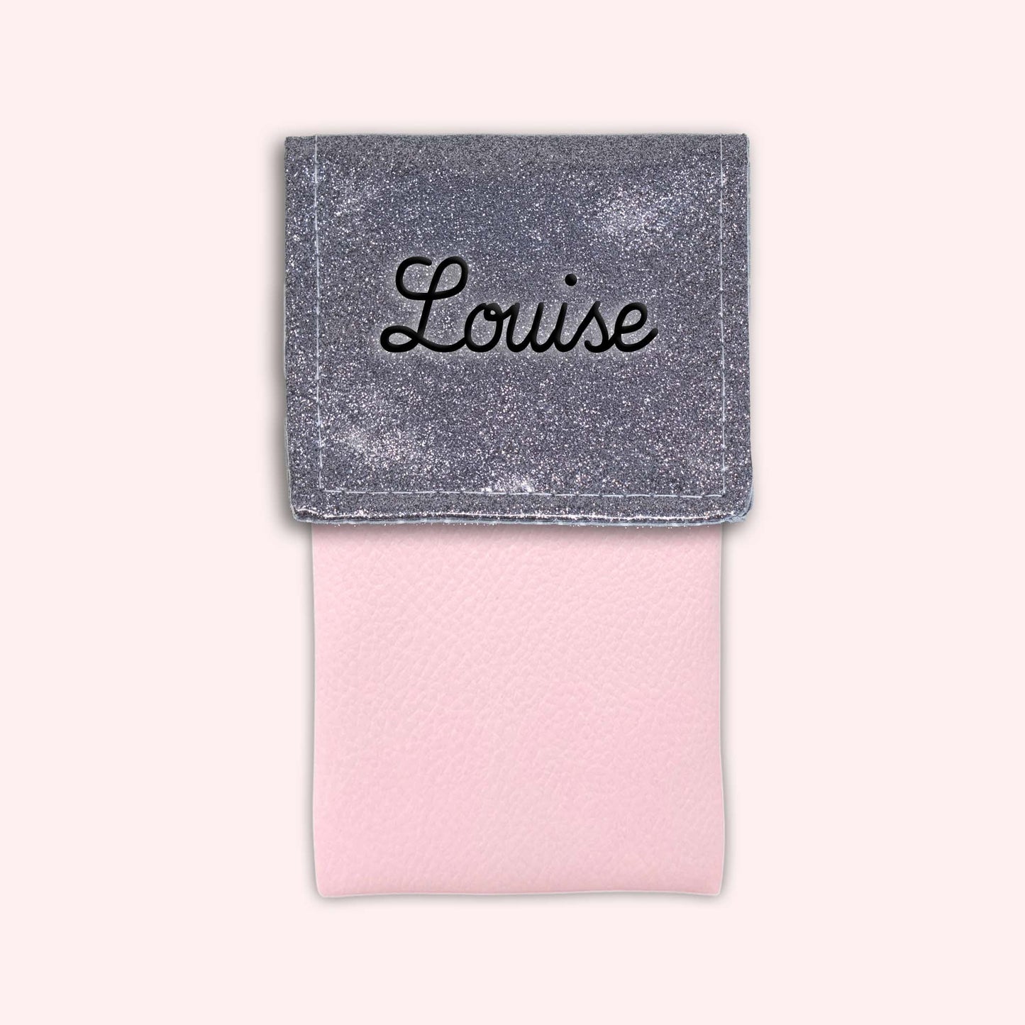 Pochette bicolore rabat Gris paillette