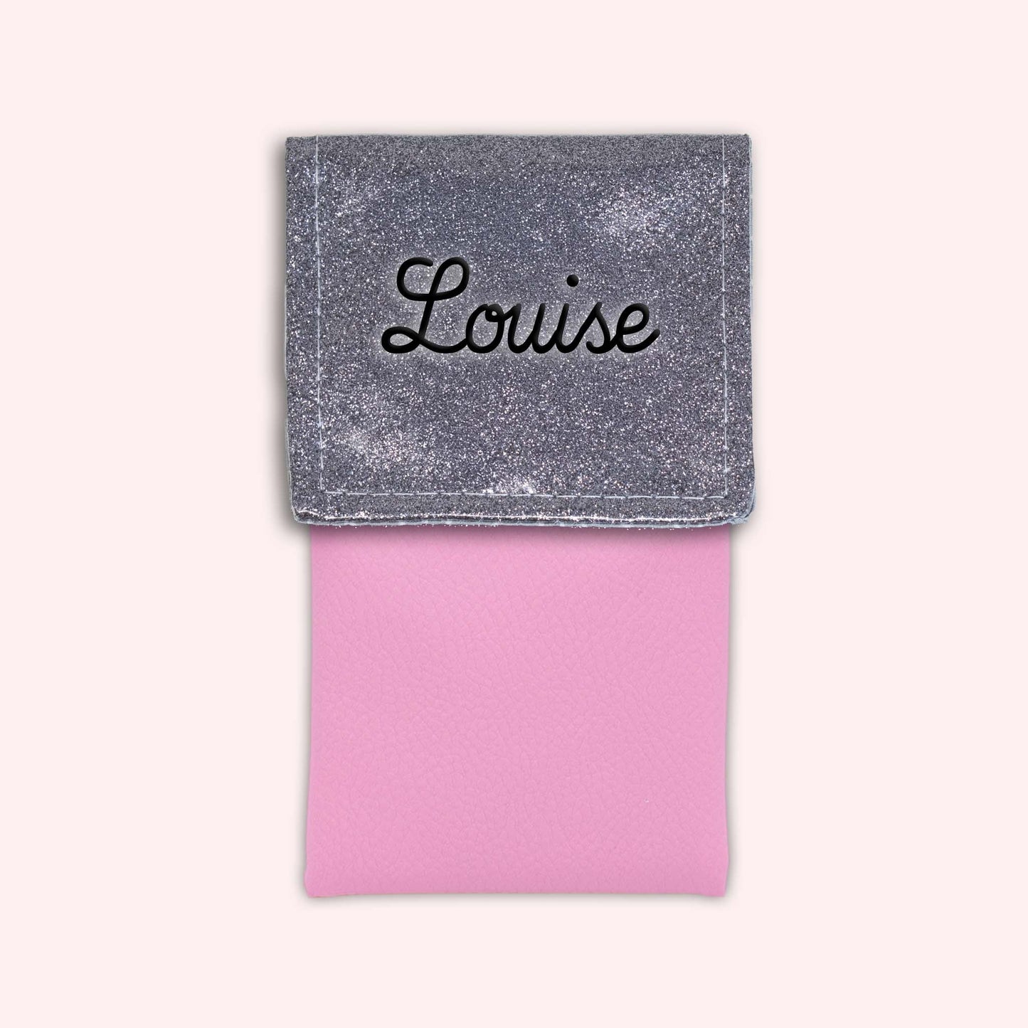 Pochette bicolore rabat Gris paillette