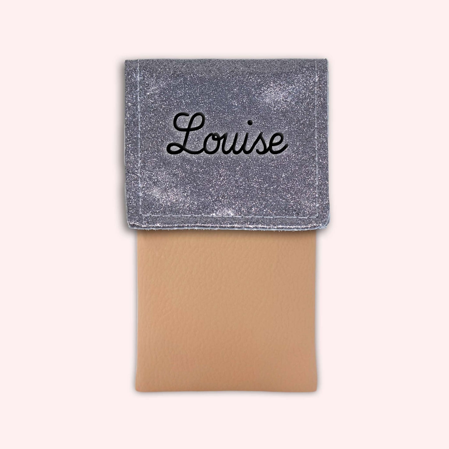 Pochette bicolore rabat Gris paillette