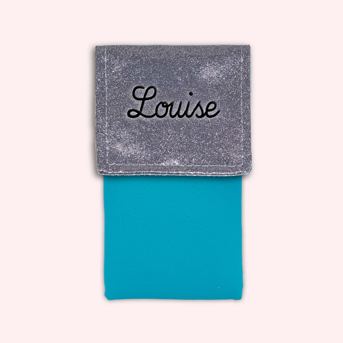 Pochette bicolore rabat Gris paillette