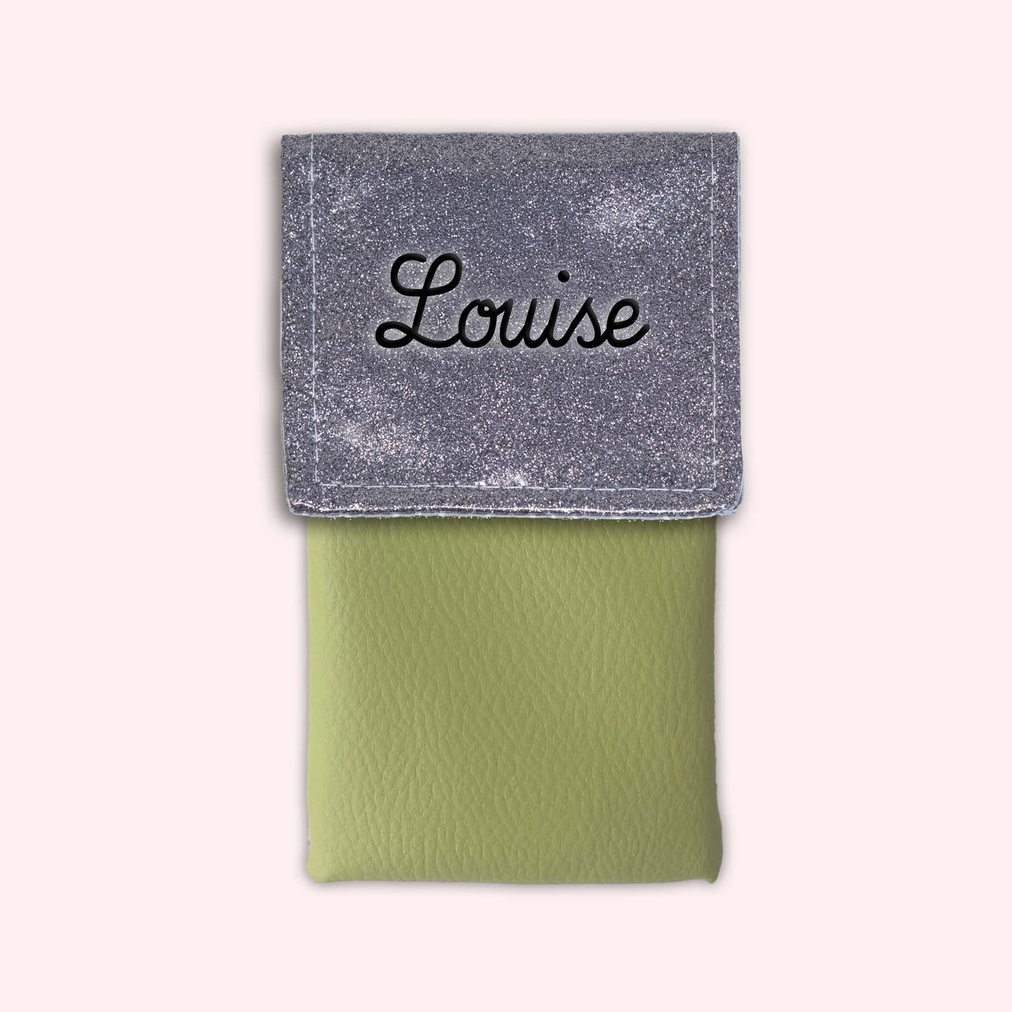 Pochette bicolore rabat Gris paillette
