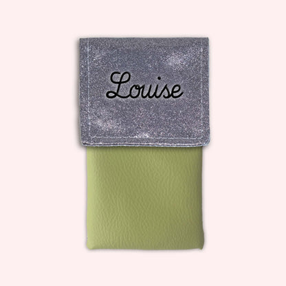 Pochette bicolore rabat Gris paillette