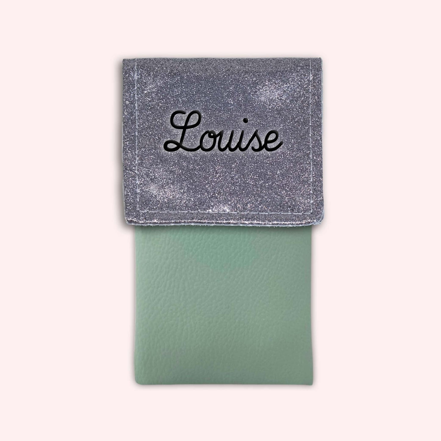Pochette bicolore rabat Gris paillette