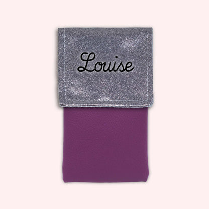 Pochette bicolore rabat Gris paillette