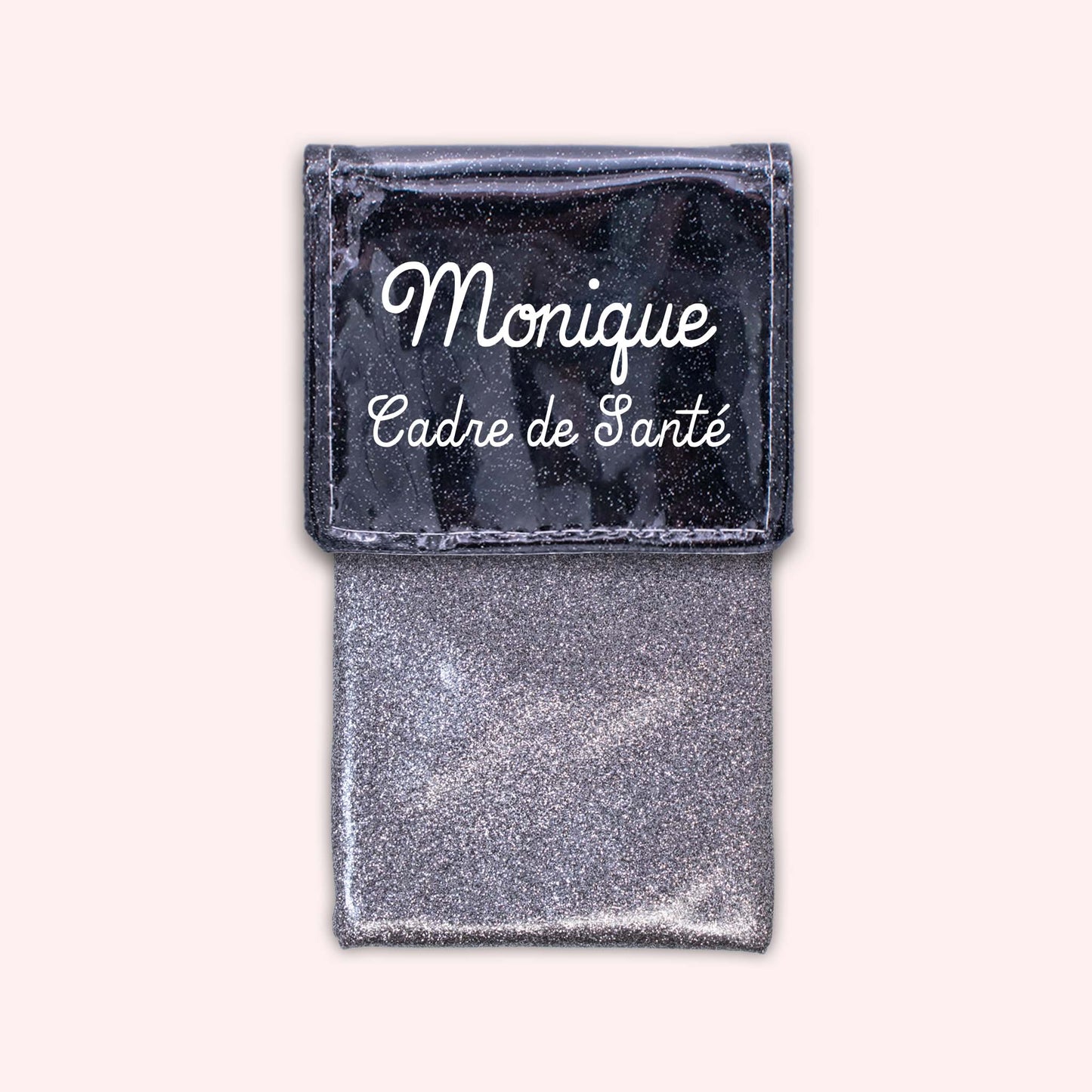 Pochette bicolore rabat Noir paillette