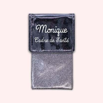 Pochette bicolore rabat Noir paillette
