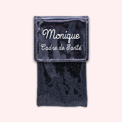 Black glitter magnetic pouch