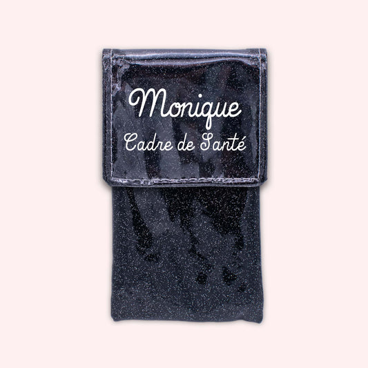 Black glitter magnetic pouch