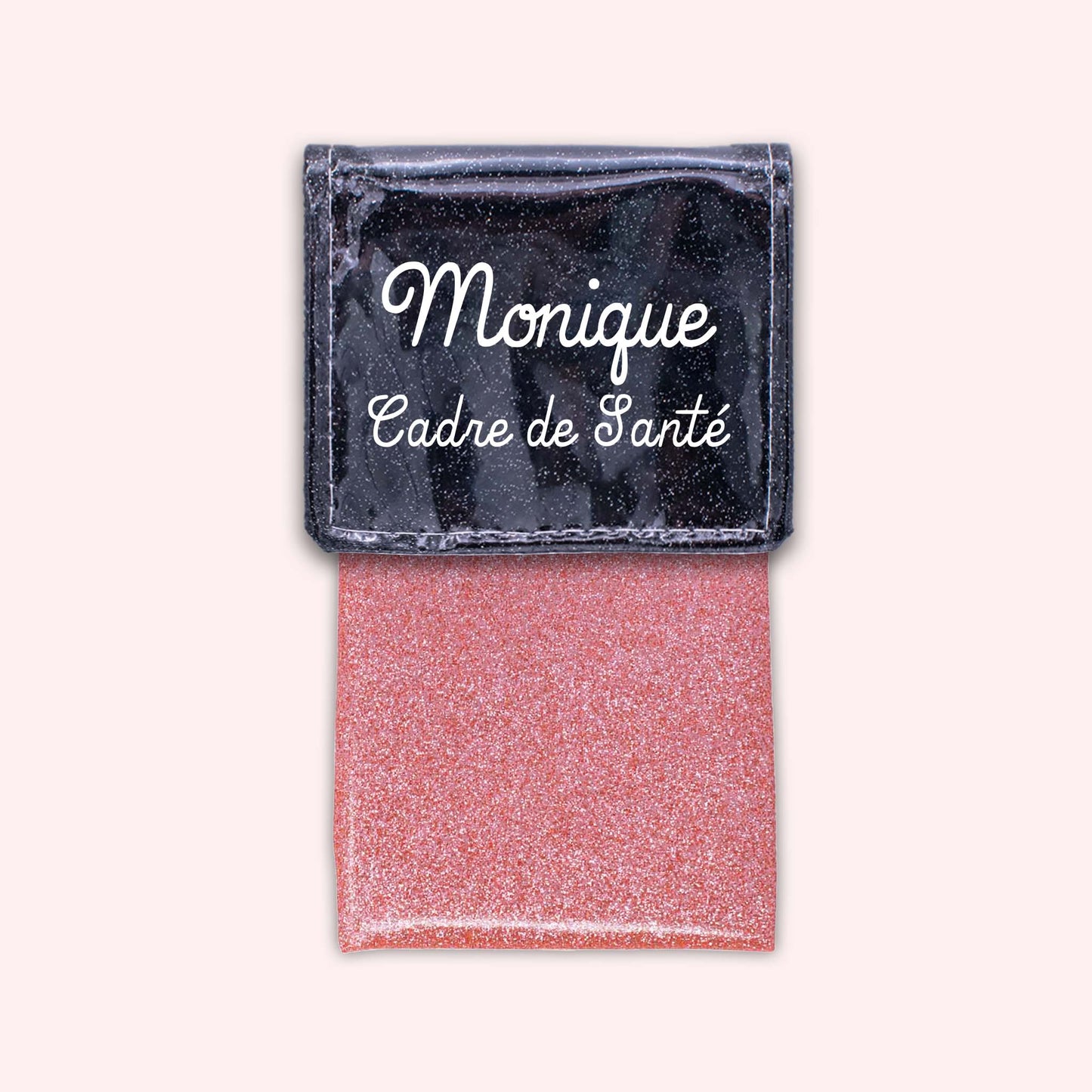 Pochette bicolore rabat Noir paillette