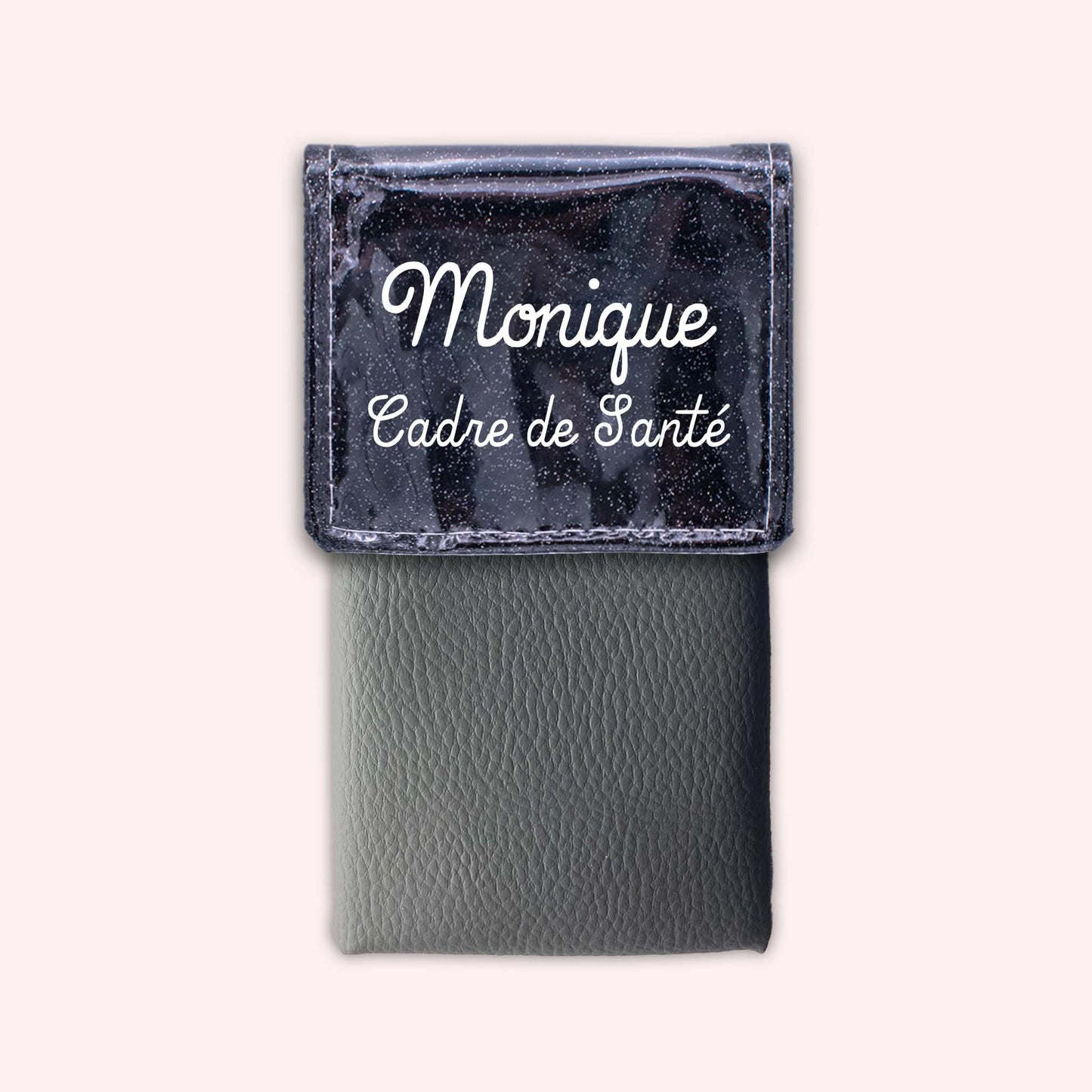 Pochette bicolore rabat Noir paillette
