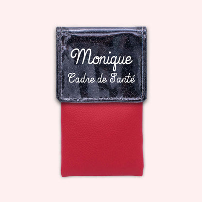 Pochette bicolore rabat Noir paillette