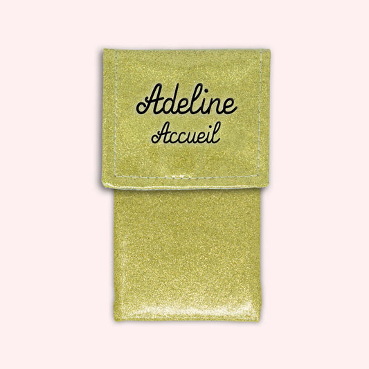 Gold glitter magnetic pouch 
