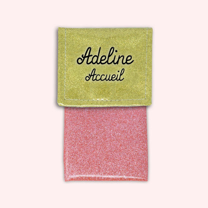 Pochette bicolore rabat Or paillette