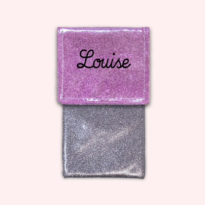 Pochette bicolore rabat Parme paillette
