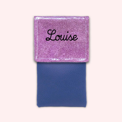 Pochette bicolore rabat Parme paillette