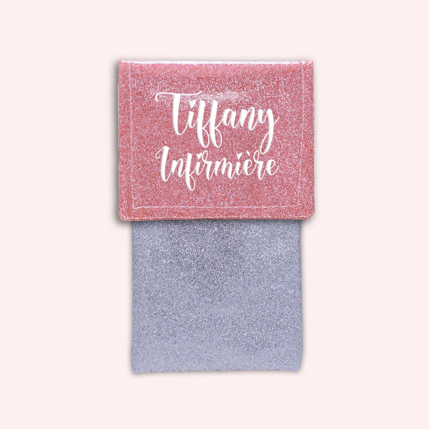 Pochette bicolore rabat Rose blush paillette